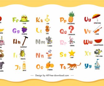 Alphabet Education Template Colorful Texts Emblems Decor