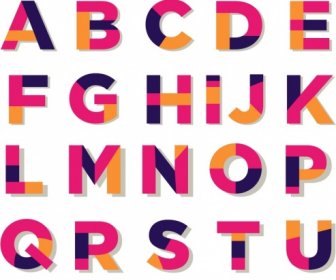 Alphabet Icons Collection Colorful Capital Lettering Design