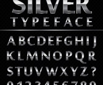 Alfabet Ikon Desain Mengkilap Perak Dekorasi