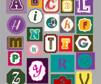 Alphabet-Sets Isoliert Im Bunten Flat Design