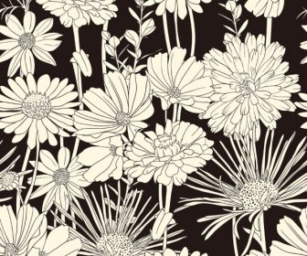Amazing Flower Drawing Background Vector