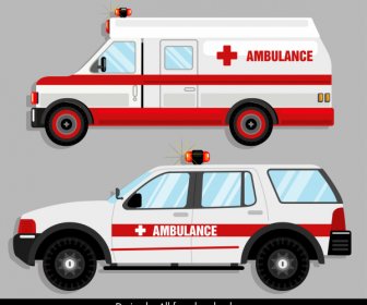 Ambulance Icons Modern Flat Sketch