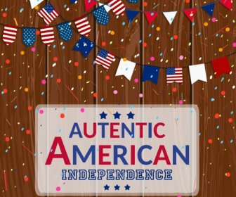 America Background Colorful Flags Ribbons Confetti Decoration