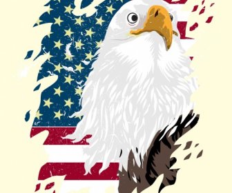Amerika Latar Belakang Bendera Elang Dekorasi Warna-warni Ikon
