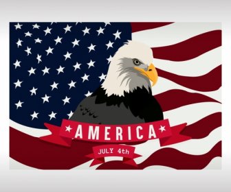 Amerika Banner Bendera Elang Ikon Dekorasi