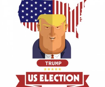 America Election Banner President Trump Flag Sketch