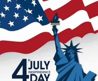 أمريكا يوم الاستقلال شعار العلم تمثال أيقونات ديكور