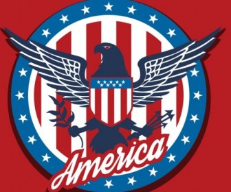 america logotype red stripes eagle stars text decoration