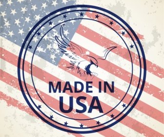 America Stamp Template Flag Eagle Decor Retro Design