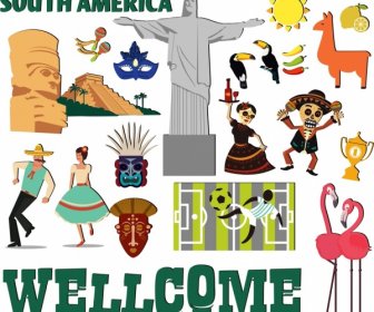 América Viagens Projeto Nacional De Elementos Símbolos ícones