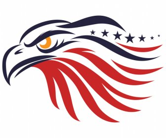 ícone Da Insígnia Da águia Americana Esboço De Curvas Desenhadas à Mão Planas