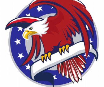 Logotipo águia Americana Elegante Design Liso Desenhado à Mão