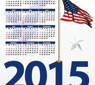 Bandera Americana Y Calendar15 Vector