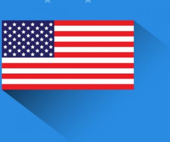 Desain Flat Bendera Amerika Serikat Pada Panjang Bayangan