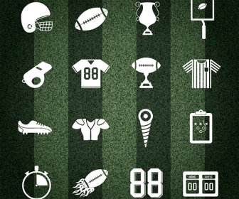 American Football Collection On Striped Background
