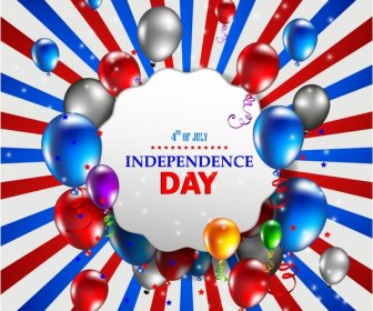 American Independence Day Background With Balloons