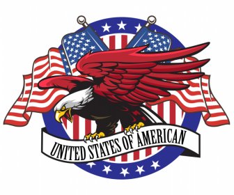 American Insignia Design Elements Eagle Flag Ribbon Decoracion Diseño Simétrico