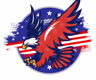 American Insignia Design Elements Flag Elements Dynamic Grungy Flying Eagle Flat Sketch