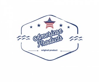 american product stamp flat geometry flag stars decor