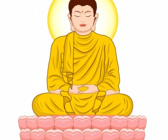 Sketsa Kartun Ikon Ilustrasi Buddha Amitabha