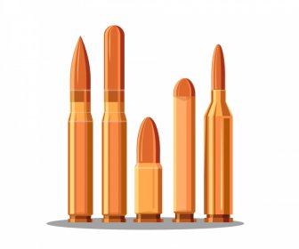 Ammunition Icons Shiny Orange Gold Sharp Shapes Sketch