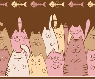 Gatos De Dibujos Animados Divertido Vector Diseño
