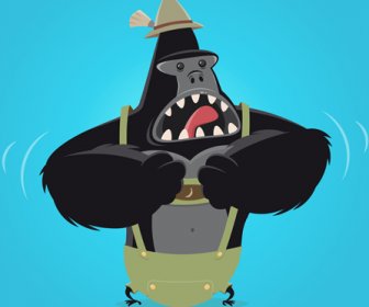 Divertido Vector De Estilos De Dibujos Animados De Gorila