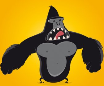 Divertido Vector De Estilos De Dibujos Animados De Gorila