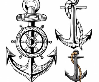 Anchor Icons Classical Handdrawn Design