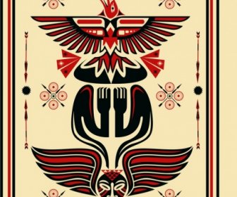 Древние декоративный фон крылья маски иконы украшения