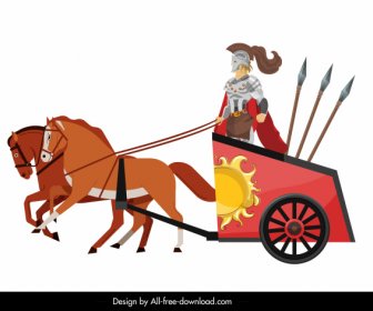 古代希臘士兵圖示彩色卡通素描