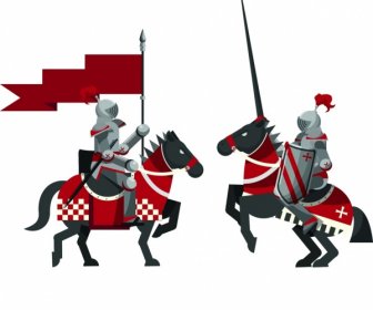 Alte Königliche Ritter Ikone Farbiges Klassisches Design