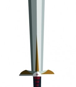 古代の剣のアイコン色のフラットなデザイン