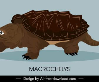 Ancient Turtle Species Icon Crawling Sketch Handdrawn Design