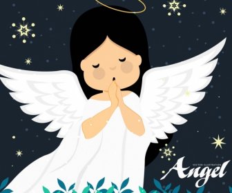 Angel Drawing Cute Girl Icon Colored Cartoon Design