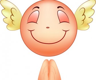 Malaikat Ikon Dengan Senyum Bahagia Emosi Vektor