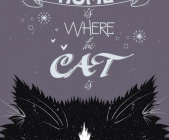 動物背景黑猫圖標帶書法裝潢
