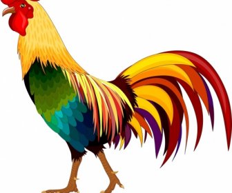 Animal Background Cock Icon Colorful Design