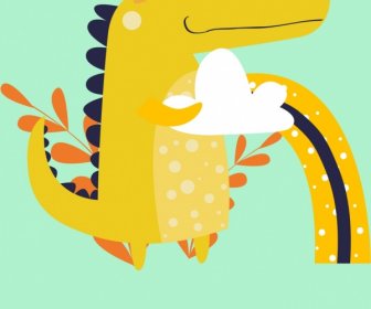动物背景鳄鱼图标颜色的经典设计
