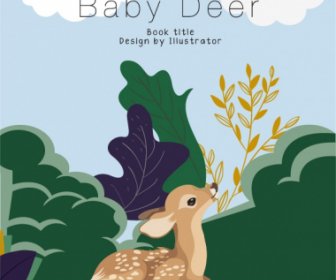 Animal Book Cover Template Cute Baby Deer Sketch