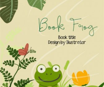 животных книга обложка шаблон лягушки эскиз мультфильм дизайн
