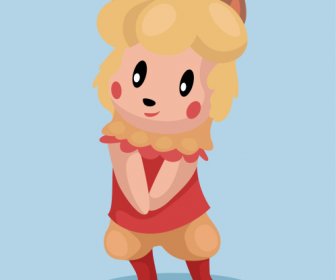Animal Cartoon Character Icon Cute Stylized Sheep Sketch