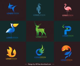 Logotipi Animali Forme Colorate Moderne