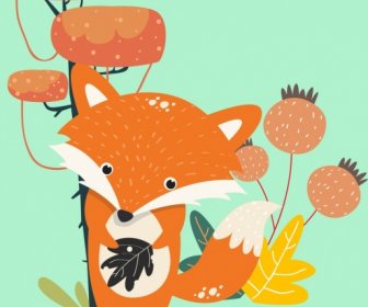 Hewan Lukisan Fox Ikon Kartun Desain
