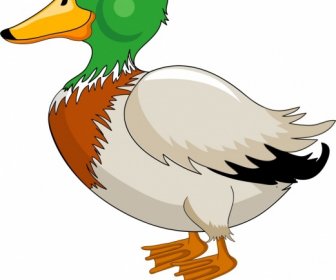 Pintura Animal Pato Selvagem ícone Dos Desenhos Animados Coloridos Esboço