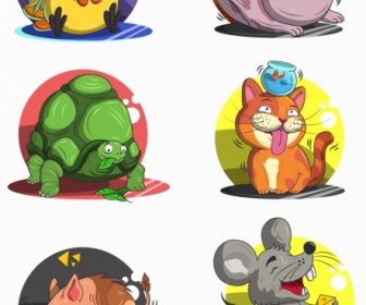 Животные аватары смешной мультфильм символов эскиз