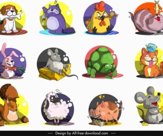 Animals Icons Cute Stylized Cartoon Characters -2