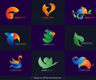 Animals Logo Templates Modern Colored Abstract Decor