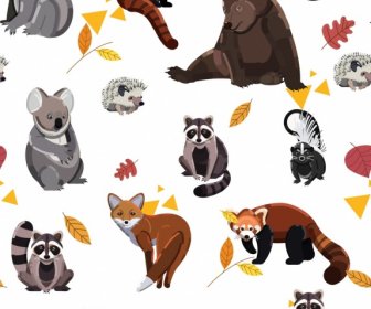Animals Pattern Bear Fox Raccoon Squirrel Koala Icons