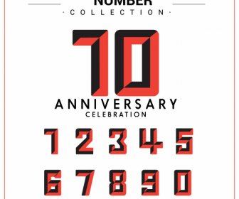 Anniversary Banner Sequence Numbers Sketch Flat Classic